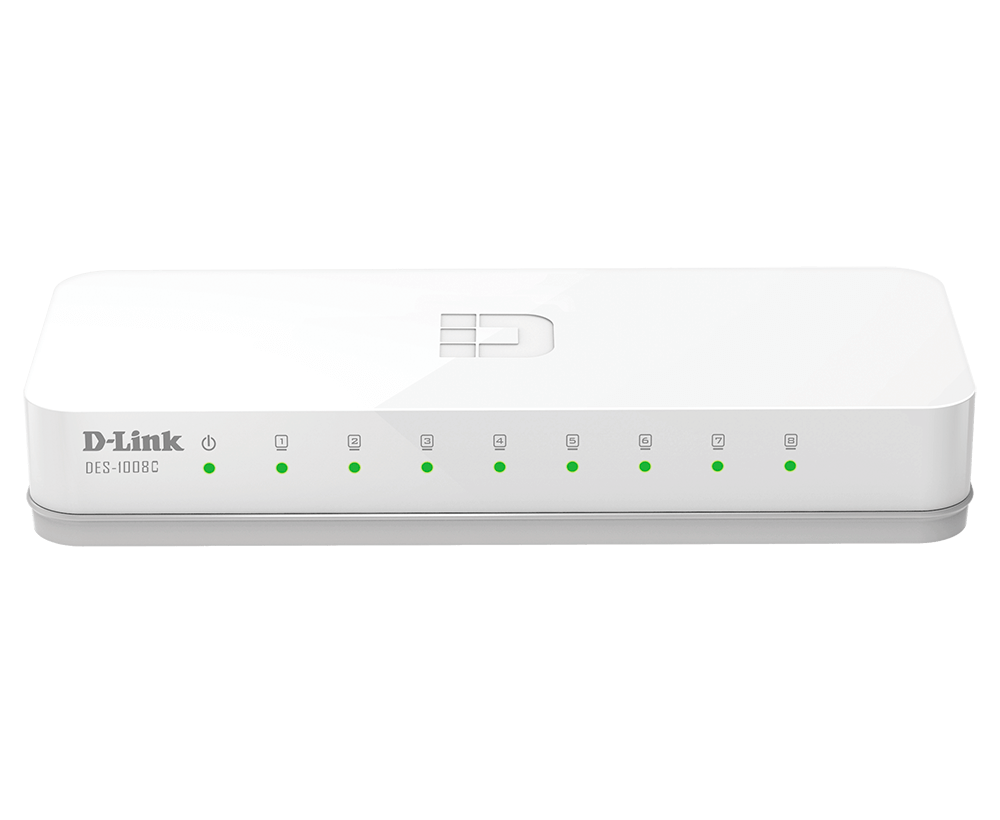 D-LINK DES-1008C 8-Port Fast Ethernet unmanaged Switch 8x 100Base-TX lüfterlos weiss