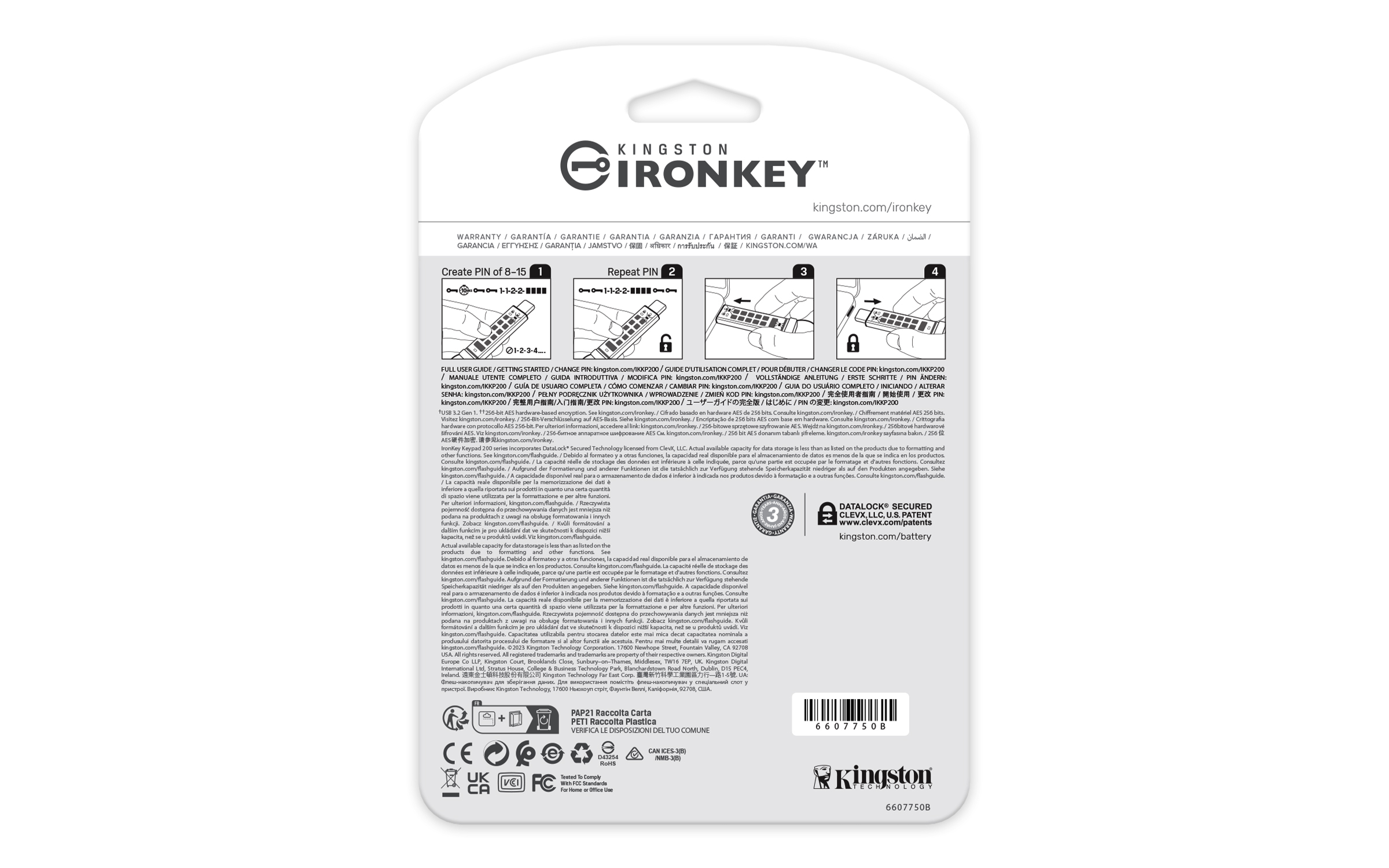 KINGSTON 128GB USB-C IronKey Keypad 200C FIPS 140-3 Lvl 3 Pending AES-256