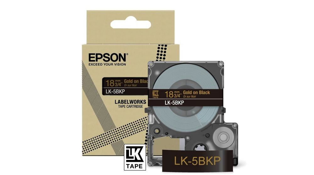 EPSON Schriftband LK LK-5BKP C53S672095, 18 mm, gold auf schwarz, 1 St.