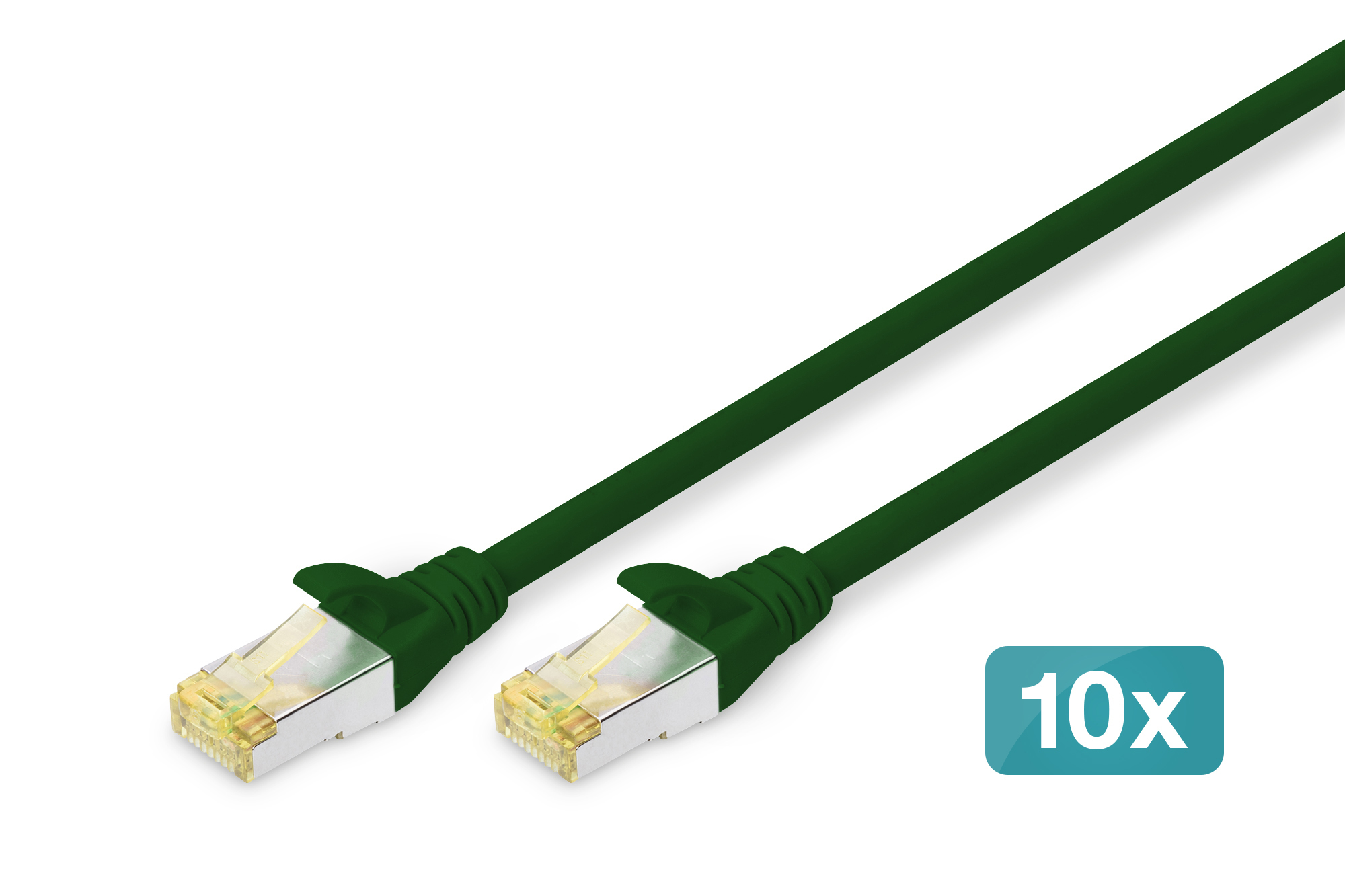 DIGITUS CAT 6A S/FTP Patchkabel, 10 Stück, 1m, grün