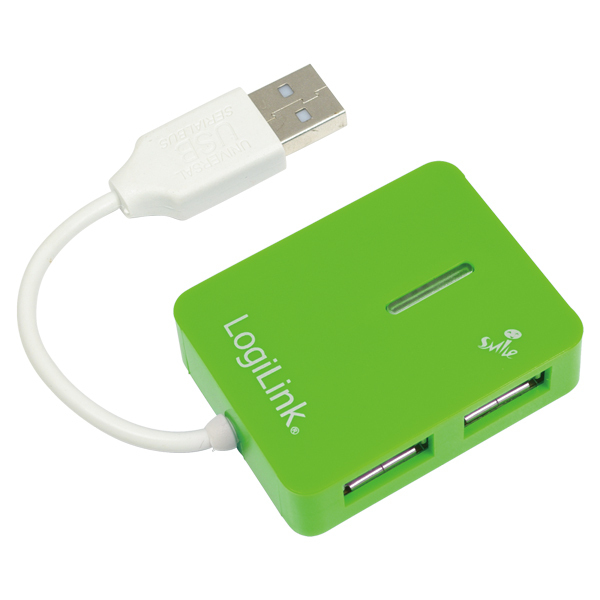 Logilink USB-HUB Smile 4-Port o. NT grün