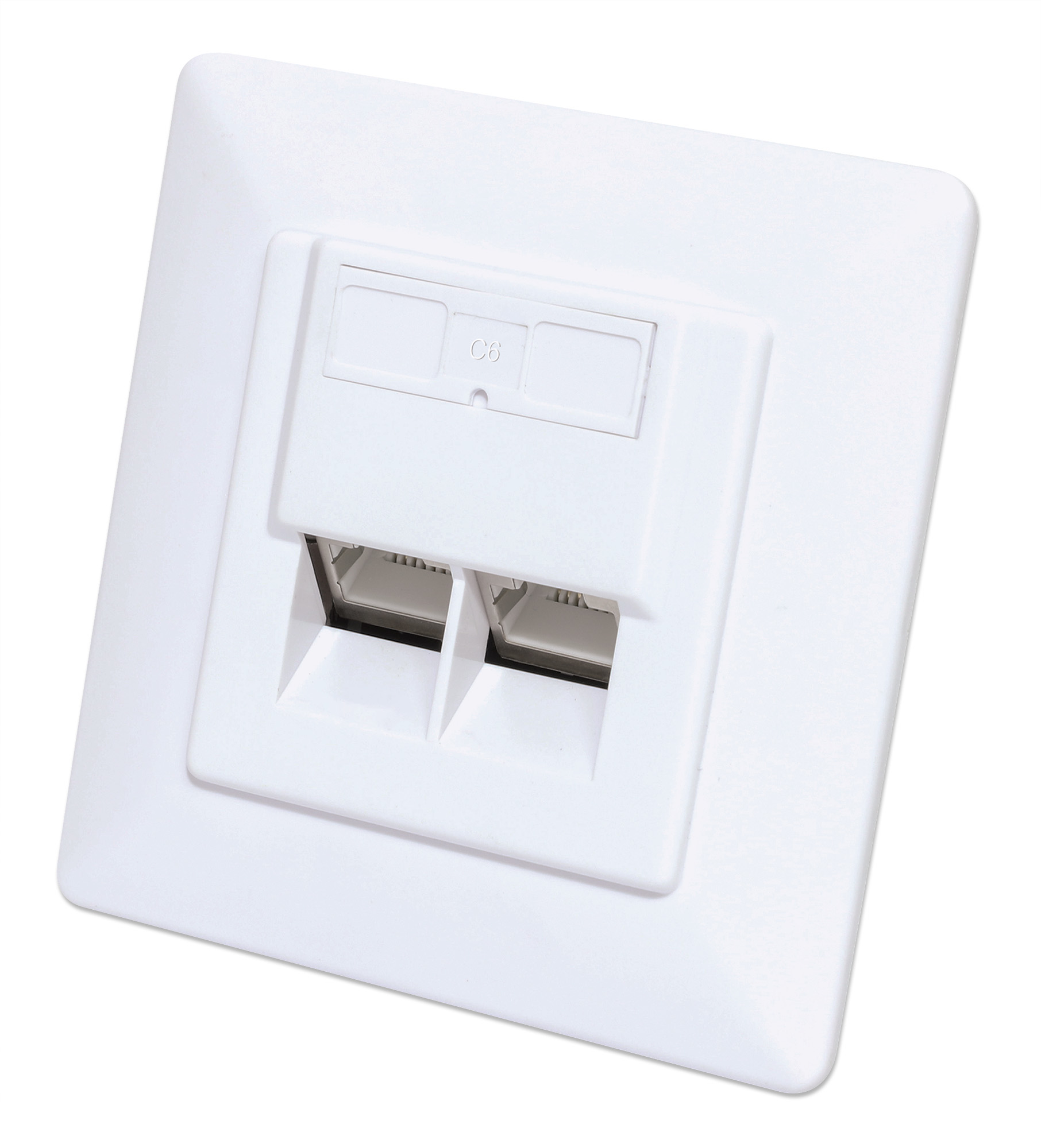 INTELLINET 2-Port Cat6 10G RJ45-Unterputzdose STP weiß