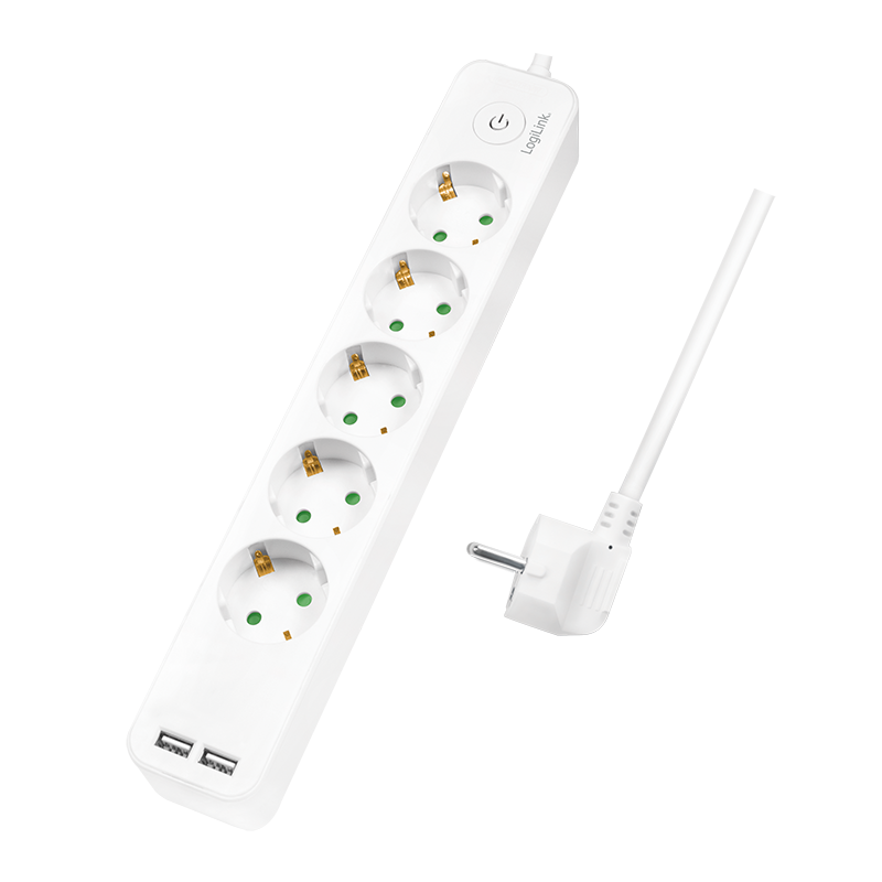 Logilink Steckdosenleiste 5-fach, 1,5m 2xUSB 5V/2,1A max.
