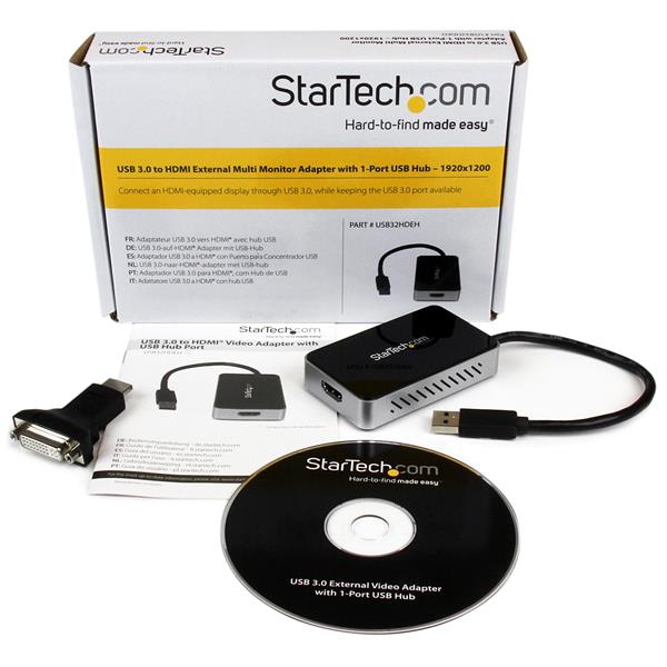 STARTECH.COM USB 3.0 Super Speed auf HDMI Multi Monitor-Adapter - Externe Grafikkarte mit 1 Port USB Hub - 1920x1200/ 1080p