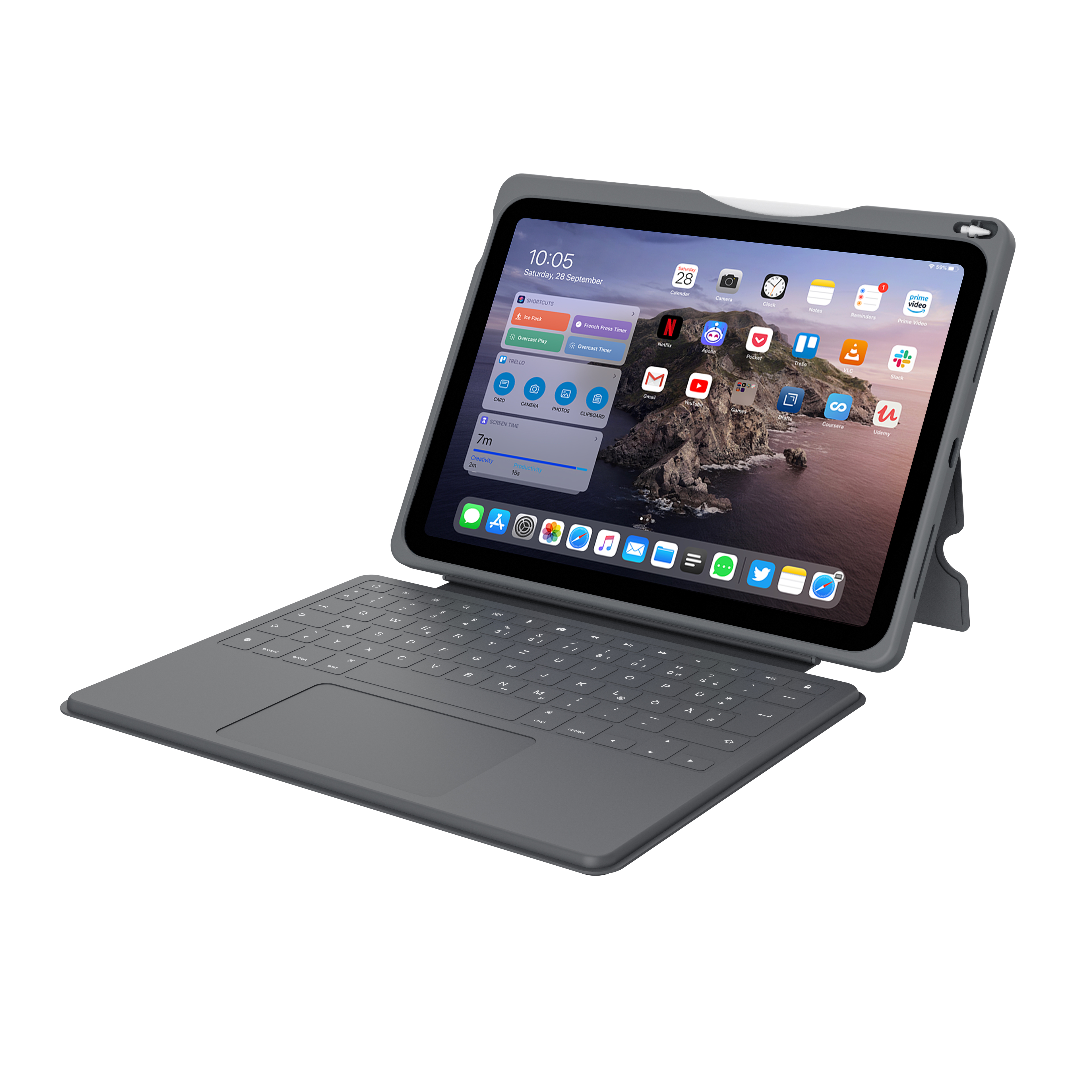DEQSTER Smart Rugged Touch PLUS Keyboard 10,9 Tablet-Tastatur schwarz geeignet für Apple iPad 10. Gen (2022), Apple iPad 10. Gen (2024)