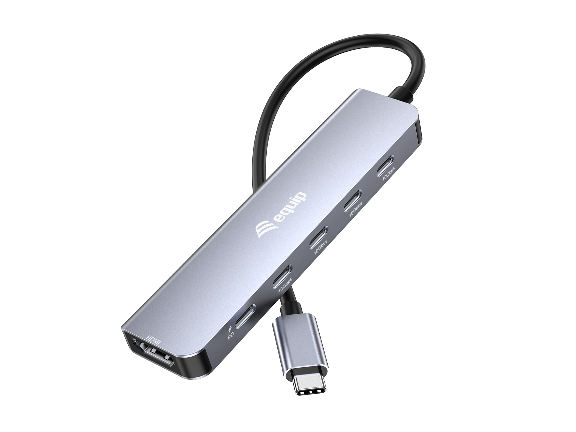 Equip Adapter USB-C->HDMI/3xUSB-C/USB PD 4K/ 60Hz 0.25m Alu.