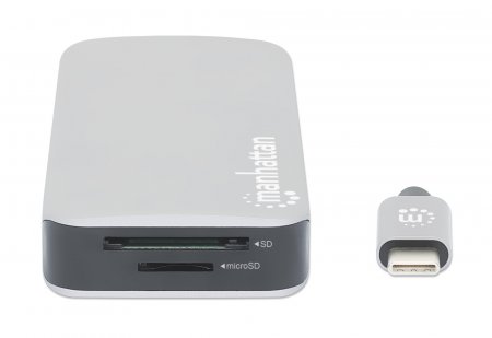 MANHATTAN USB-C 8-in-1-Dockingstation mit Power Delivery 100 W Typ C-Stecker auf HDMI 4K30Hz 3x USB-A 5 Gbit/s RJ45 Kartenleser Alu