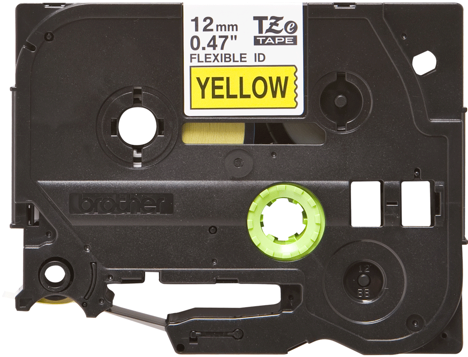 TZE-FX631 LAMINATED TAPE 12 MM BLACK ON YELLOW / FLEXI-TAPES