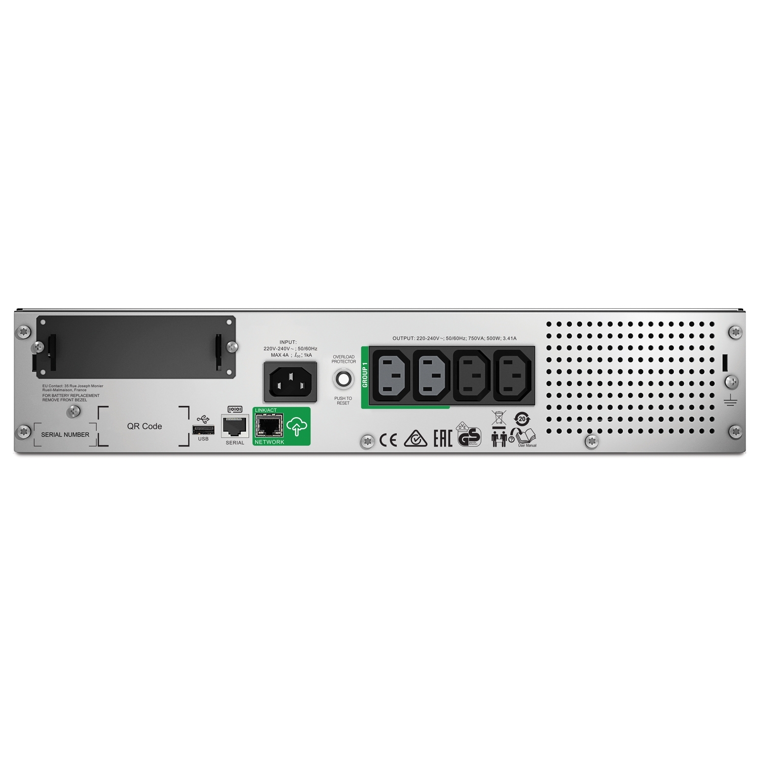 APC SMT750RMI2UC Smart-USV 750 VA / 500 Watt LCD, 2 HE, 230 V, mit SmartConnect