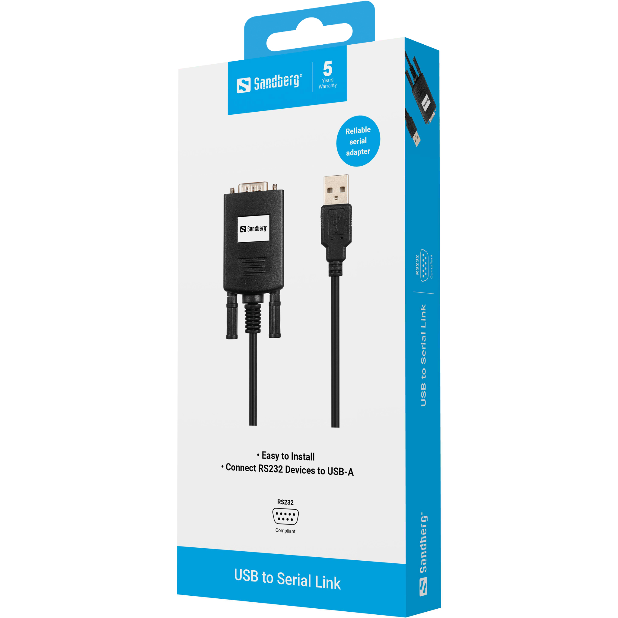 SANDBERG USB to Serial Link 9-pin USB 2.0 Konverter fuer Serial COM 9-pin Geraete Mobil RS232