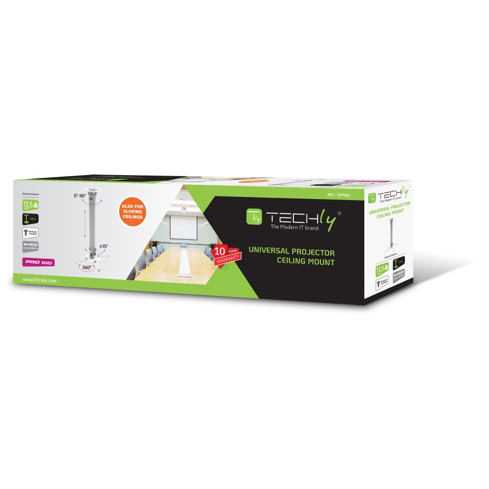 TECHLY Deckenhalterung fuer Beamer silber ausziehbar 54-90cm