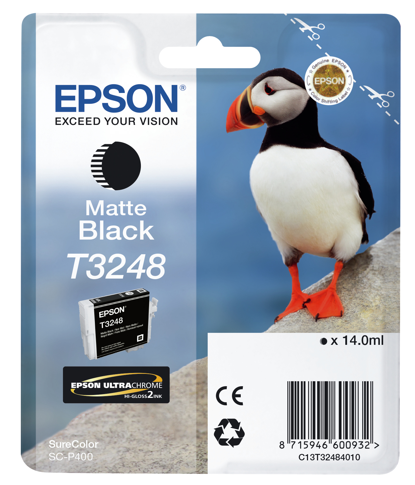 EPSON T3248 (Papageitaucher) Matt Schwarz Druckerpatrone