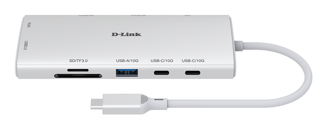 D-LINK DUP-A01 10-in-1 USB-C Hub 2x HDMI 4K 1x PD 1x SD/TF3.0 1x USB-A 10G 2x USB-C 10G 1x USB-A 1x RJ-45