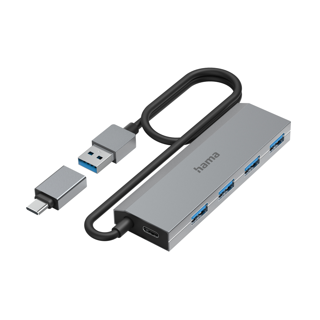 hama USB-Hub 4-fach grau
