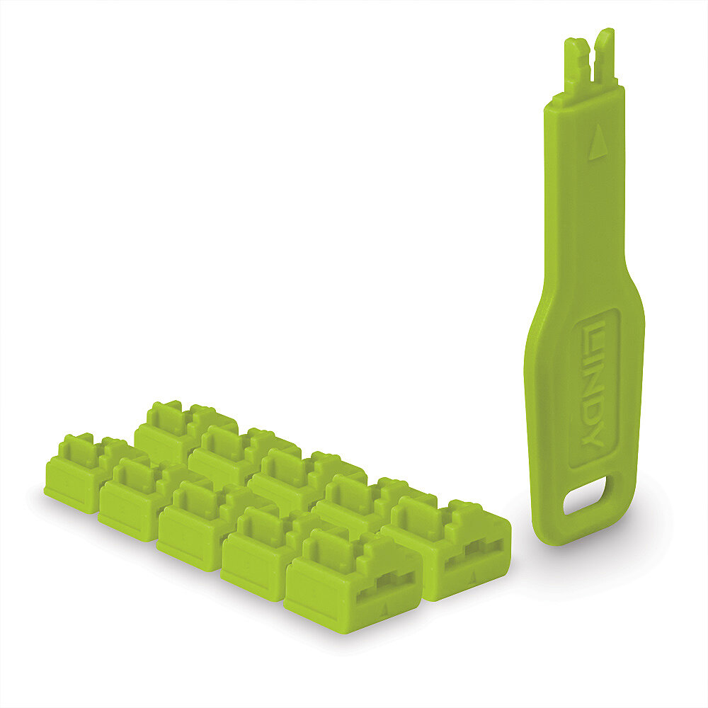 LINDY RJ45 Port Schlösser grun 10 Stck + 1 Schlussel