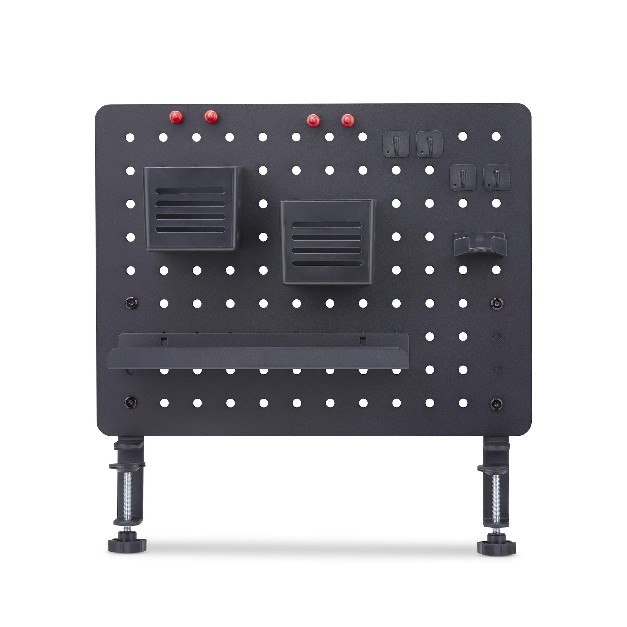 CLAMP-ON PEGBOARD ORGANIZER WITH ACCESSORIES STEEL BLACK