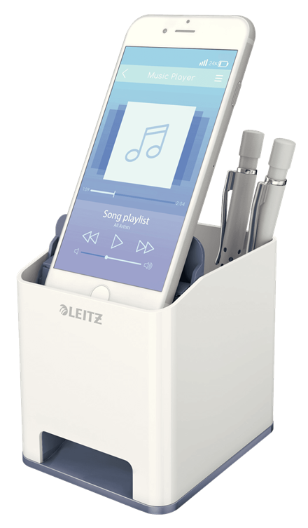 LEITZ Stiftehalter WOW Duo Colour perlweiß/grau Polystyrol 2 Fächer 9,0 x 10,1 x 10,0 cm