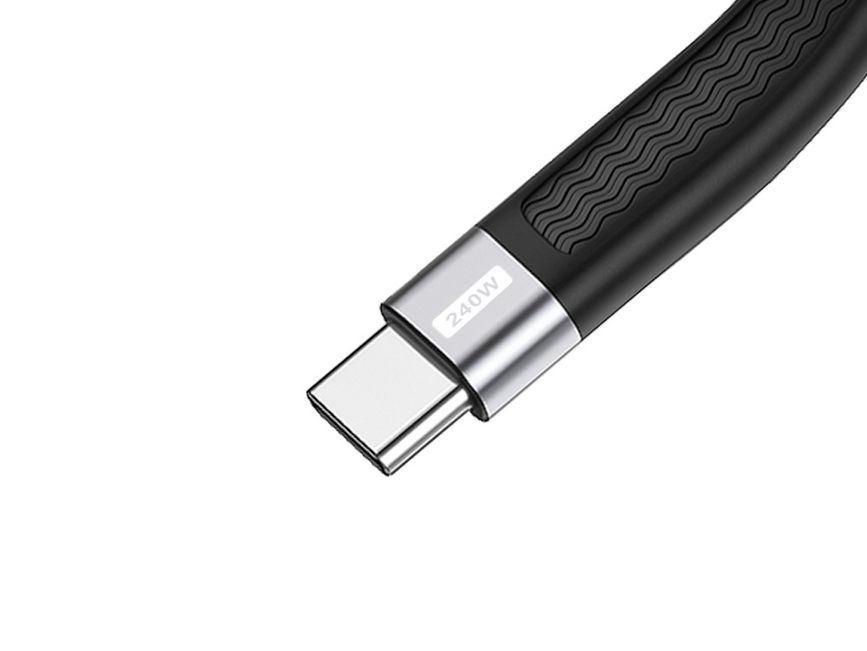 Equip Kabel USB-C4.0->C Gen3 Fla.PD240W St/St 0.13m schwarz