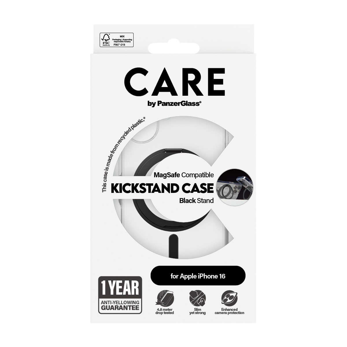 CARE BY PANZERGLASS CASE FEATURE BLACK KICKSTAND/MAGSAFE