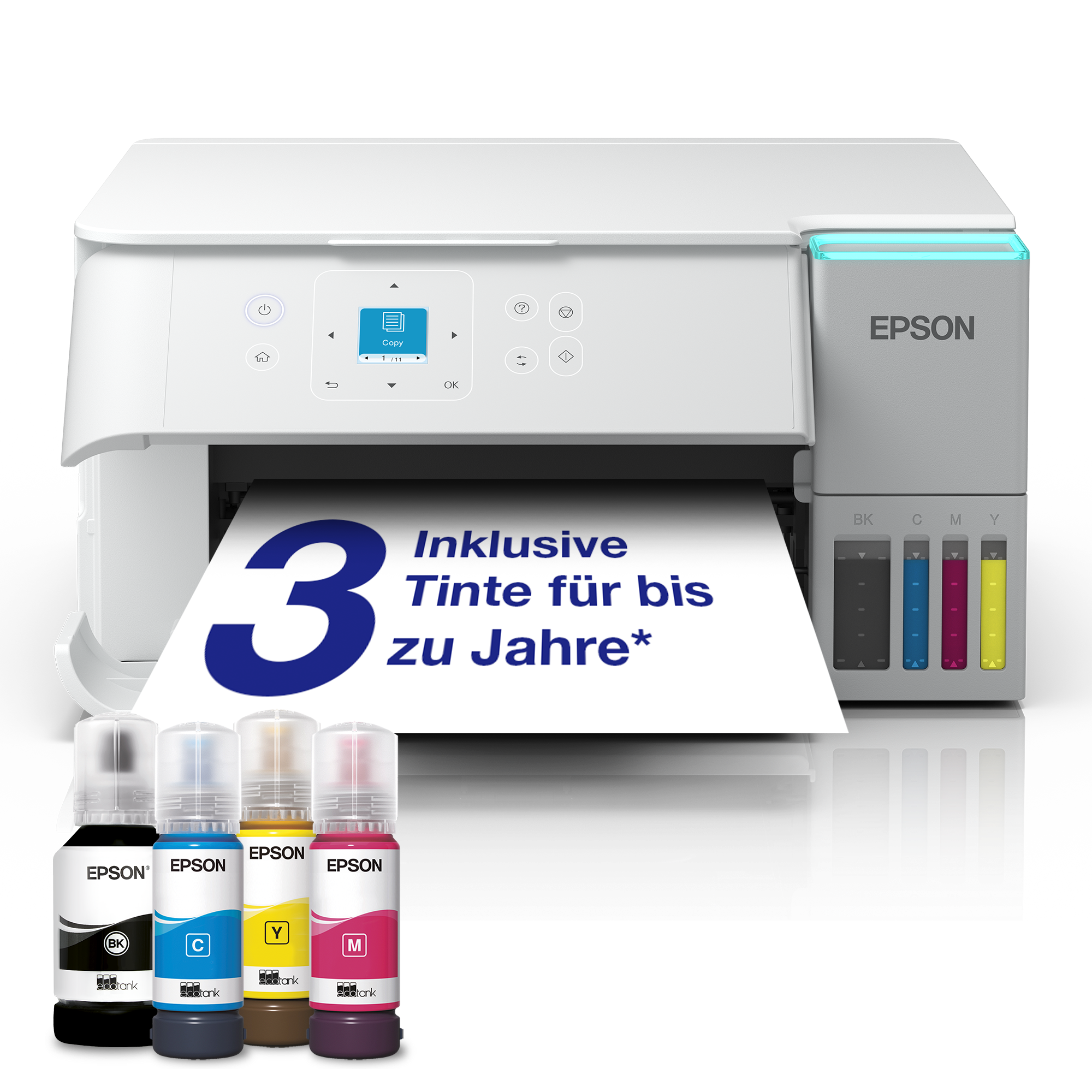 EPSON EcoTank ET-2956 3 in 1 Tintenstrahl-Multifunktionsdrucker weiß