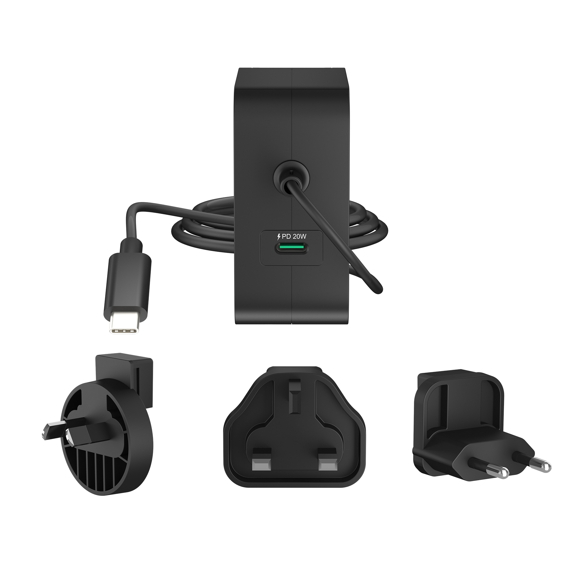 102W GAN PD USB-C 2-PORT CHARGER CHANGEABLE AC PLUGS