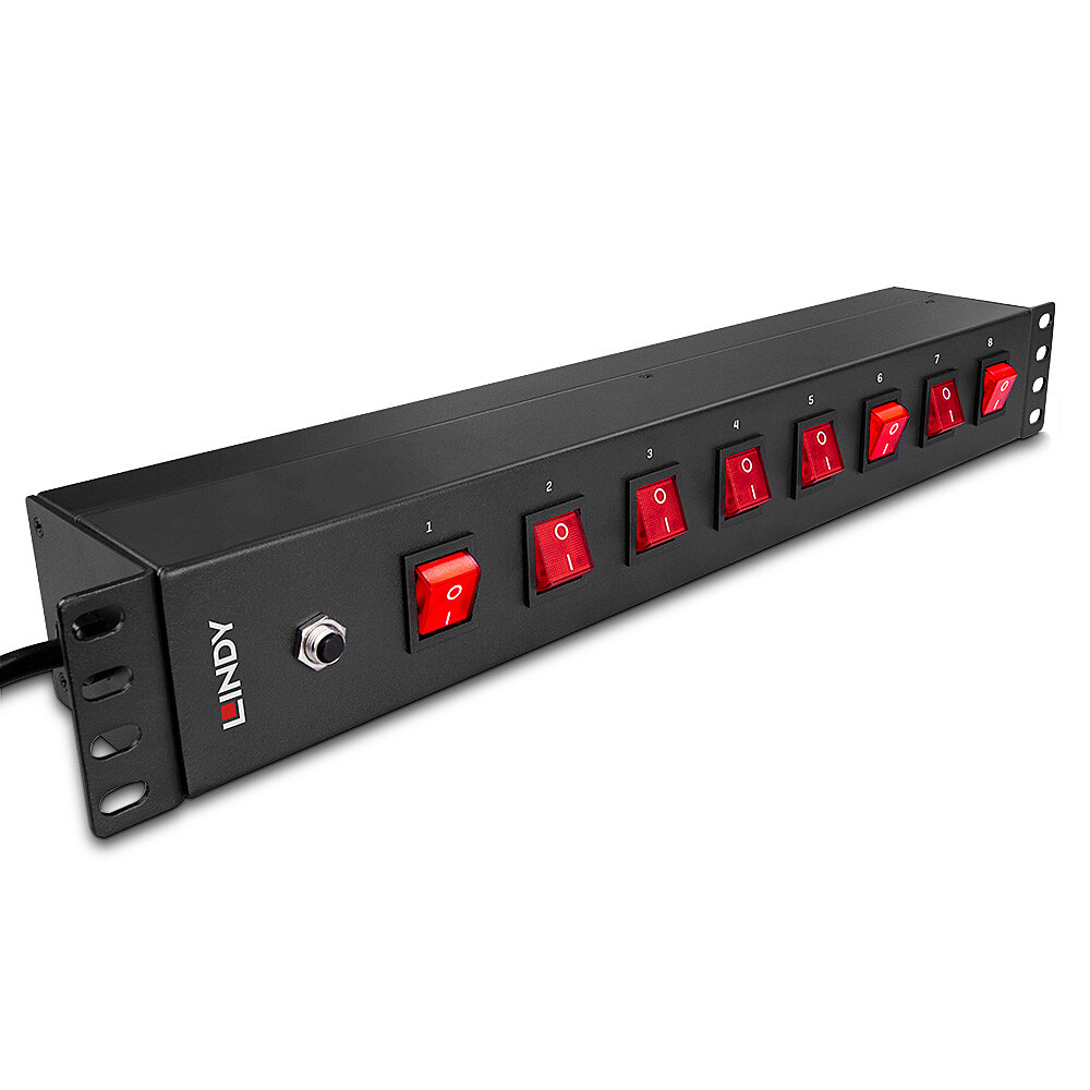 LINDY PDU 1,5HE 8-fach Schuko-Steckdosen, Schaltern Horizon.