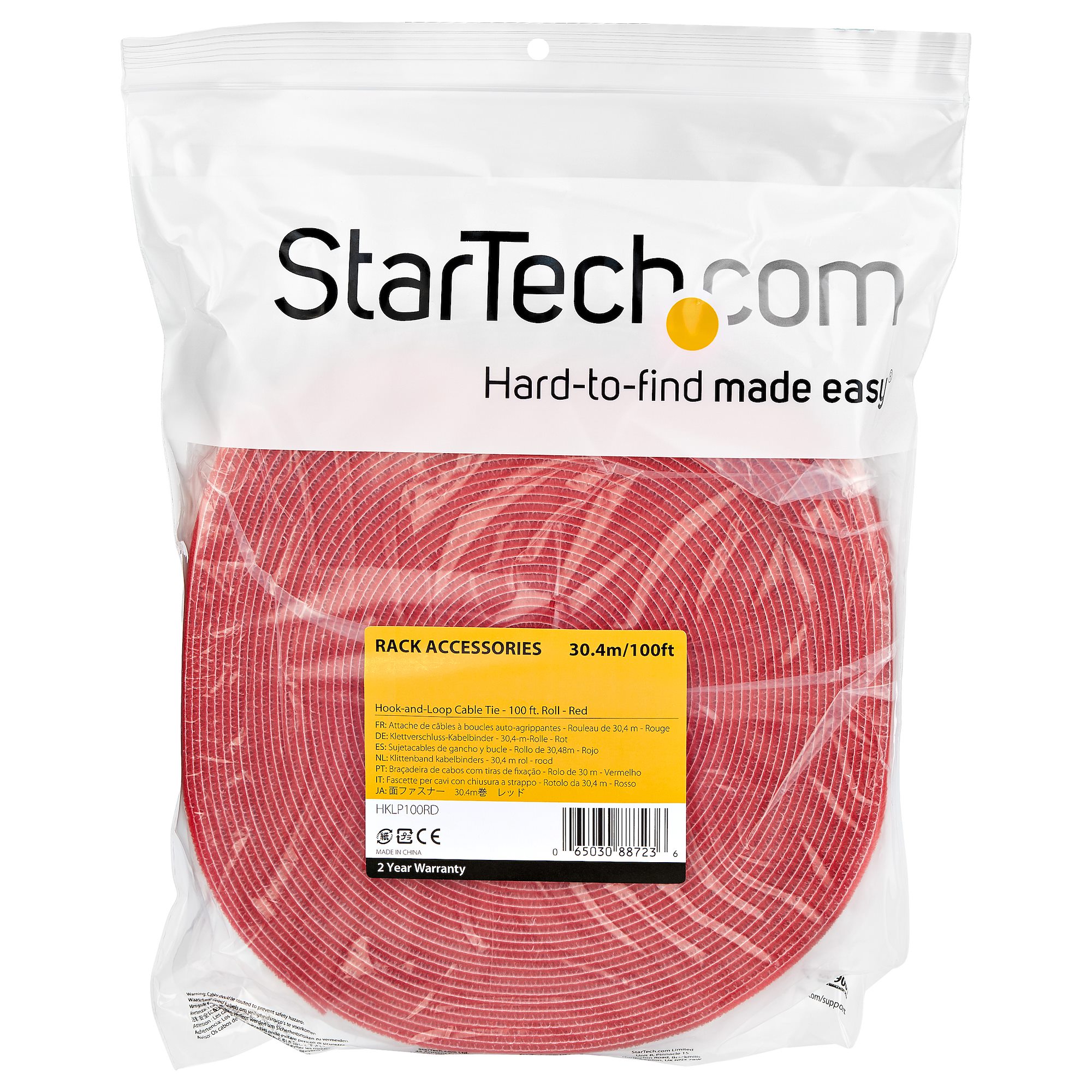 HOOK AND LOOP ROLL 100FT. - RED - RESUABLE