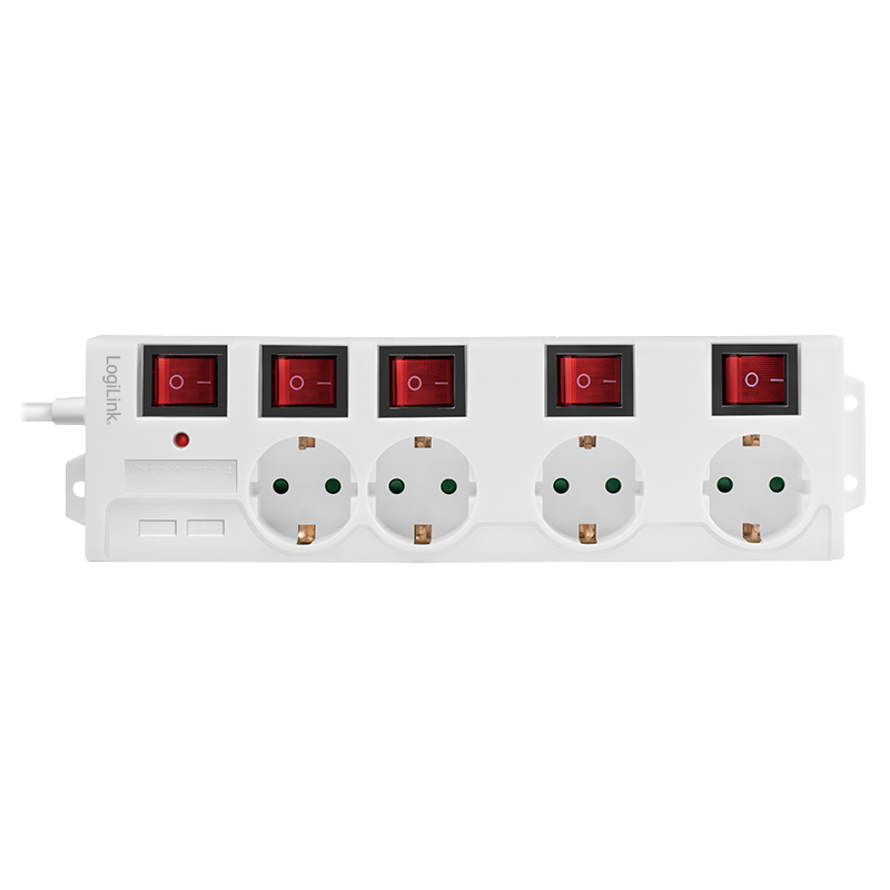 Logilink Steckdosenleiste 4-fach,4xCEE 7/3,m. 5Schalter,weiß