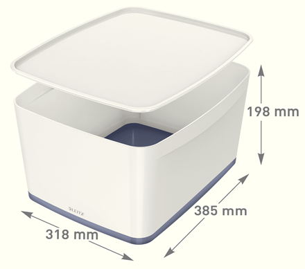 LEITZ MyBox Aufbewahrungsbox 18,0 l perlweiß/grau 38,5 x 31,8 x 19,8 cm, 1 St.