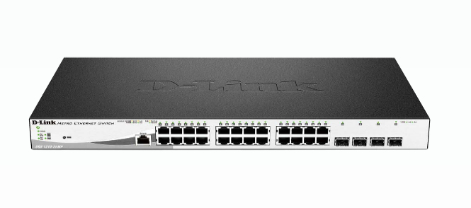 D-LINK DGS-1210-28MP/E 28-Port Layer2 PoE+ Gigabit Smart Managed Switch 24x 10/100/1000BASE-T PoE 4x 100/1000Mbps combo/SFP 370W PoE