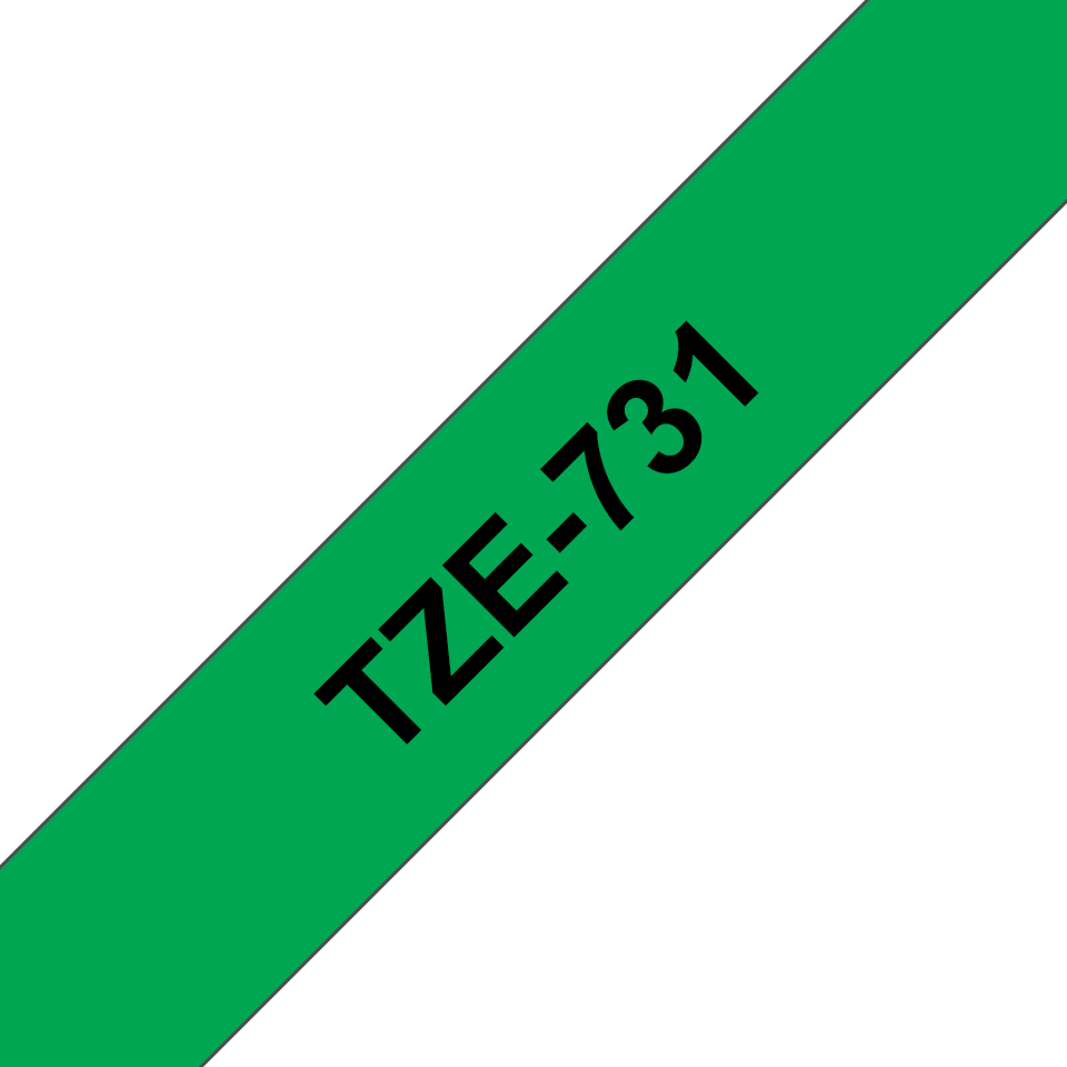 TZE-731 LAMINATED TAPE 12MM 8M BLACK ON GREEN