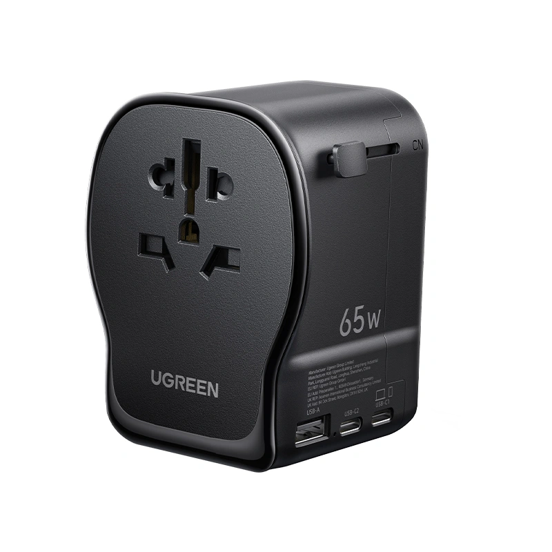 UGREEN S550 Universal Travel Adapter 65W Reiseadapter mit Typ B (USA) Typ E/F (EU) Typ G (Großbritannien) Typ I (Australien/China)