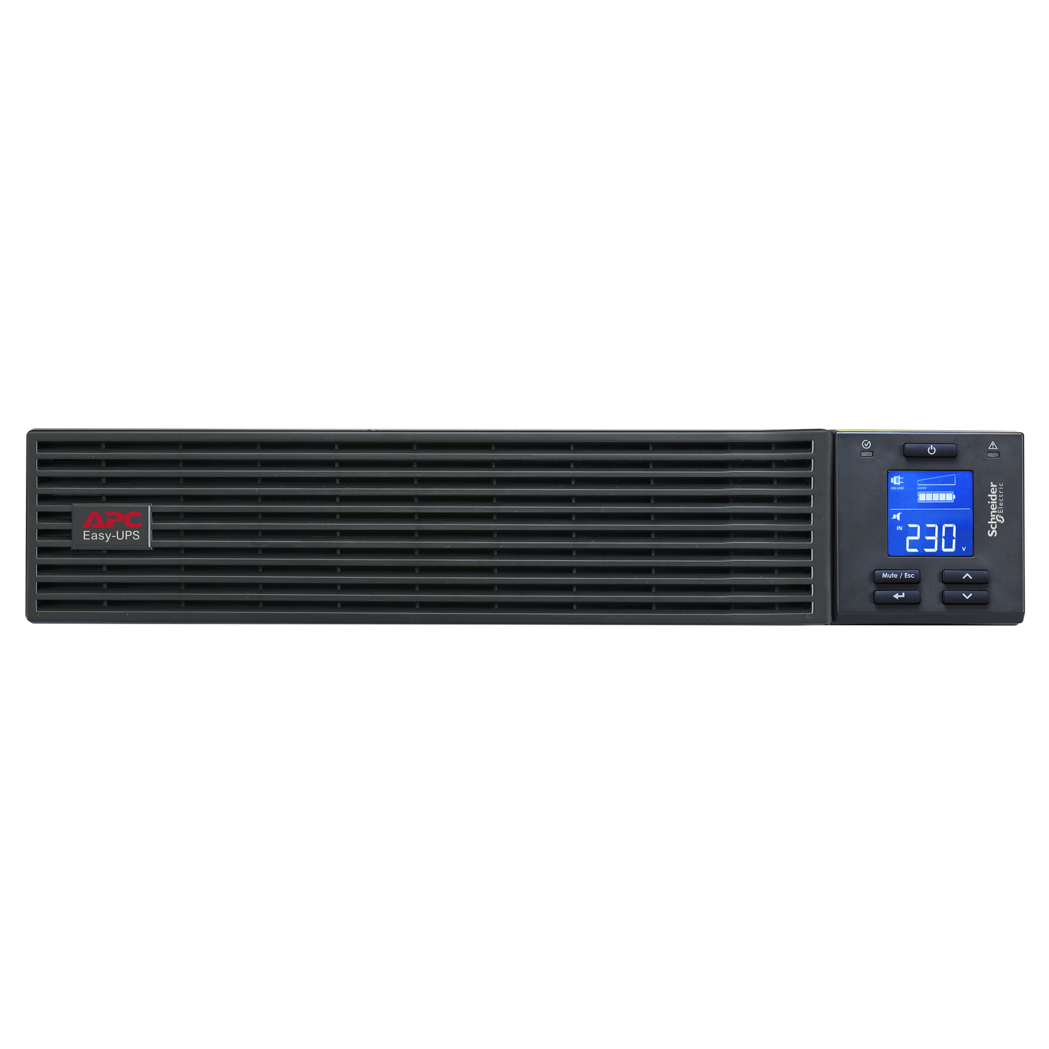 APC Easy UPS On-Line UPS Rack AC 220/230/240V 1800Watt 2000VA 1-phase lead acid USB serial oc 4 PFC 2U Europe BK RAL 7010