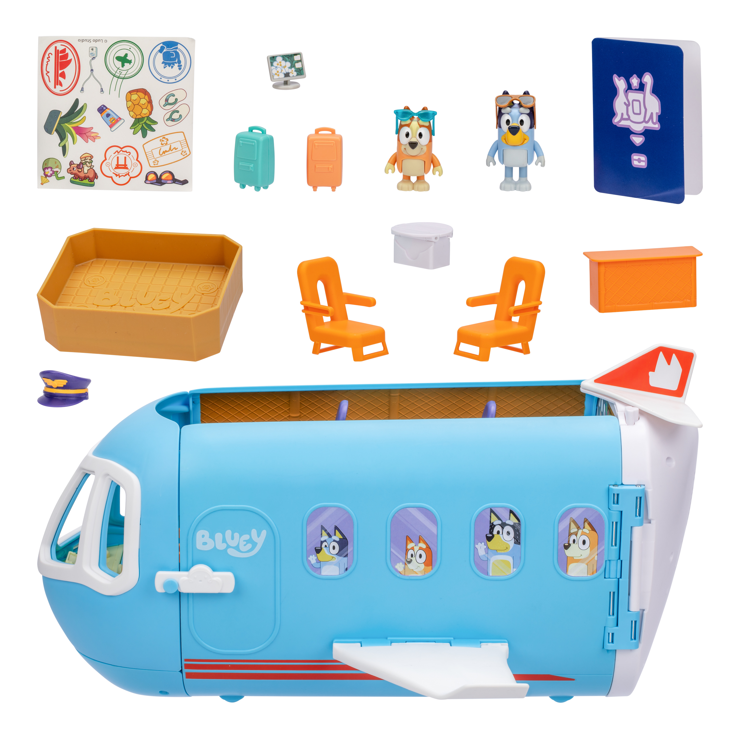 Bluey - 3-in-1 Airplane Spielset, Spielfahrzeug