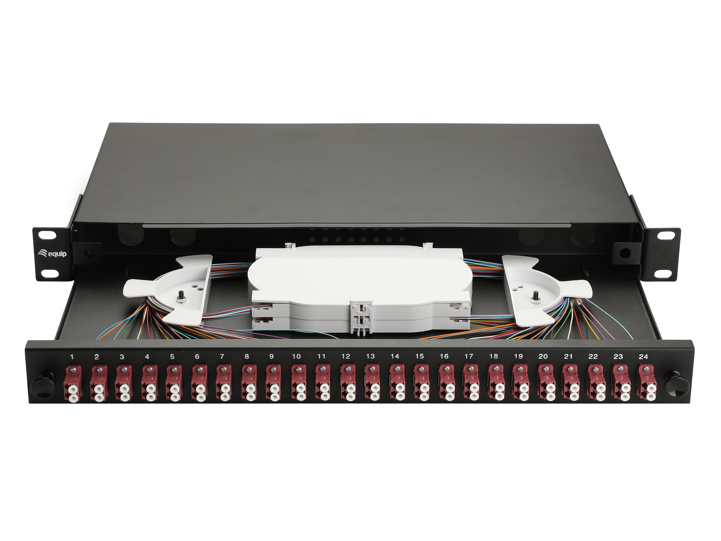 Equip LWL-Spleißkasten 24-Port LC-Duplex OM4 1U komplett sw