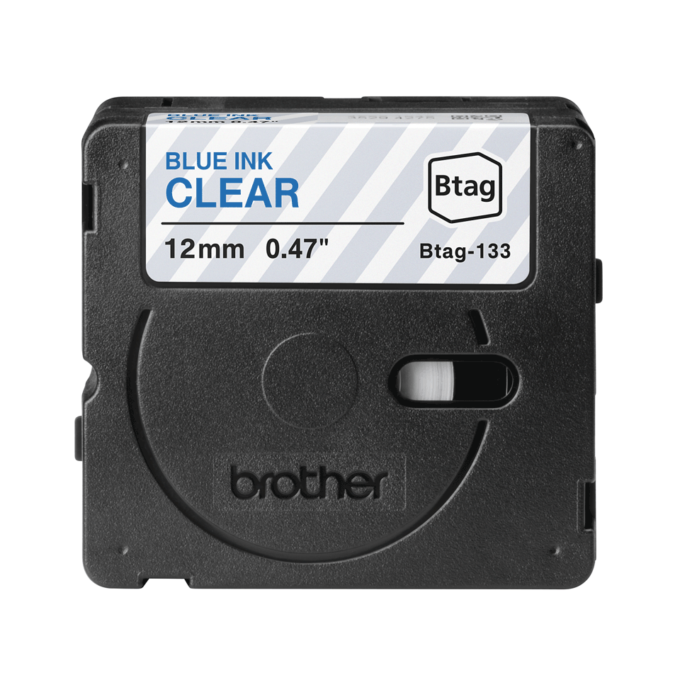 brother Schriftband Btag BTAG133, 12 mm, blau auf transparent, 1 St.