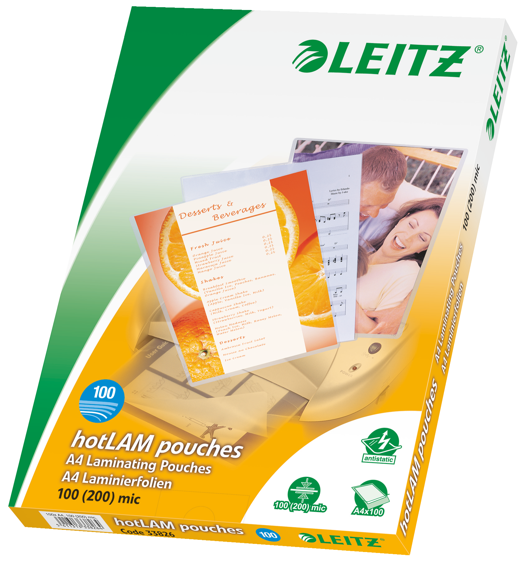 LEITZ Laminierfolien glänzend für A4 100 micron, 100 St.