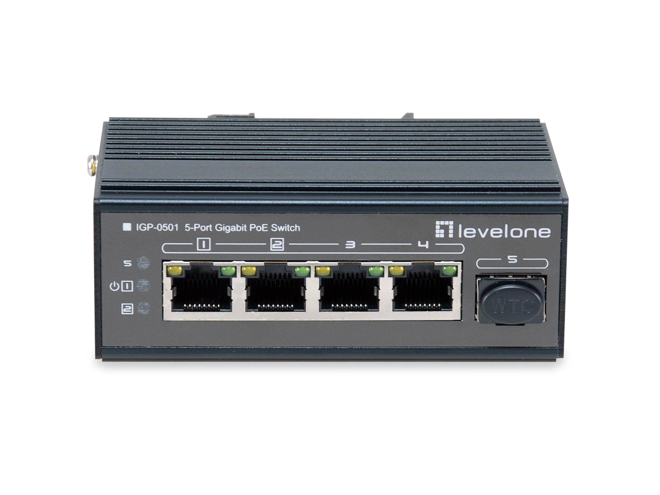 LevelOne Industr.PoE+Switch 4xGE PoE/1xSFP 240W unman.Metall