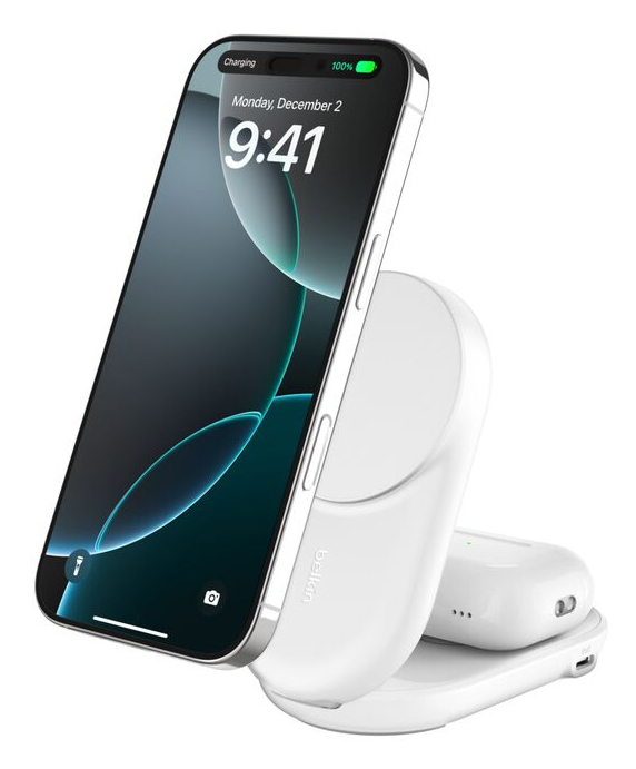 ULTRACHARGE 25 WATT QI2 MAGNETI 2-IN-1 LADESTATION KLAPPBAR WEI