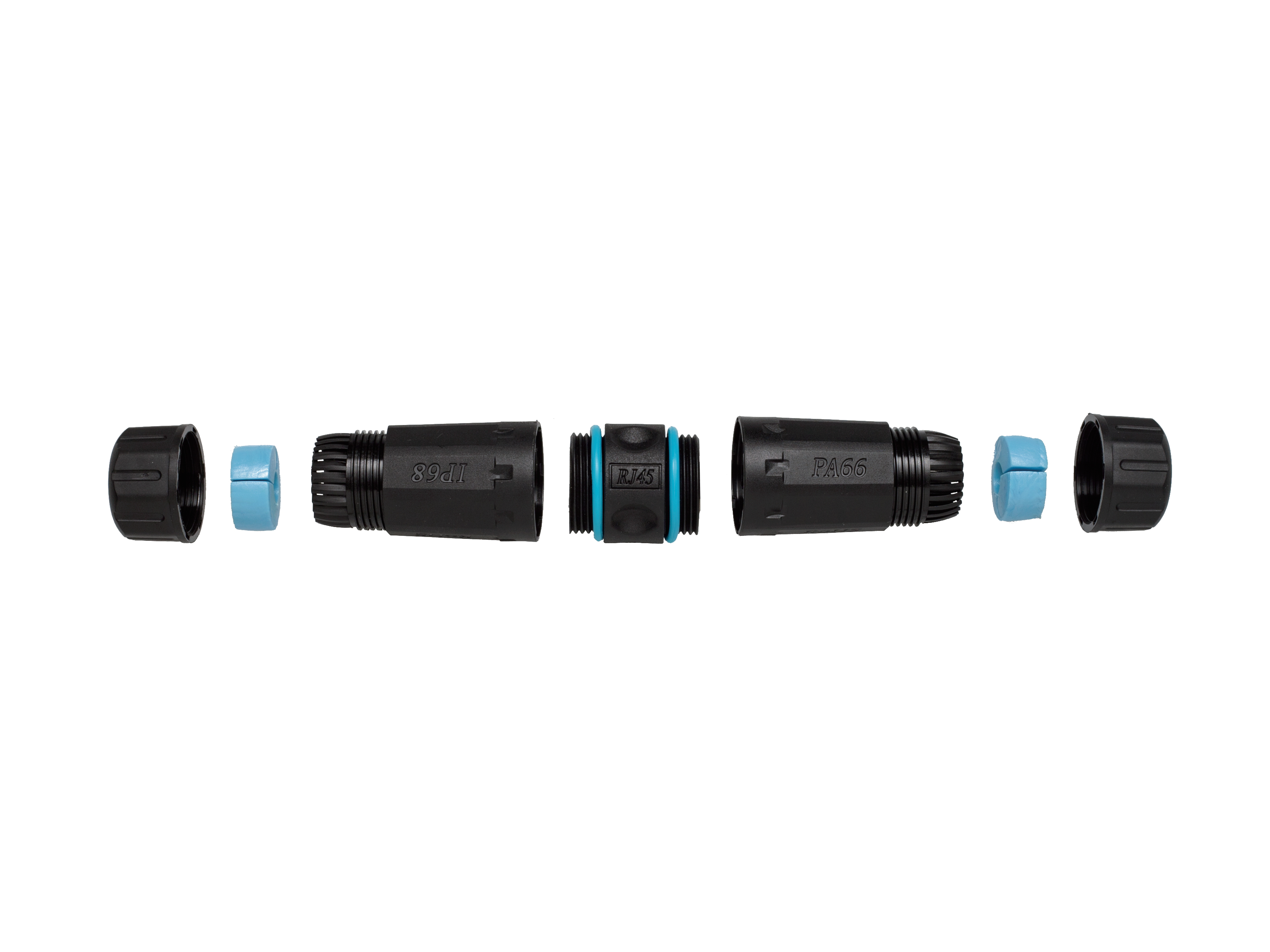 Equip Inline-Koppler Cat6a RJ45 IP68 Out/gesch. Bu/Bu 500MHz Polybeutel