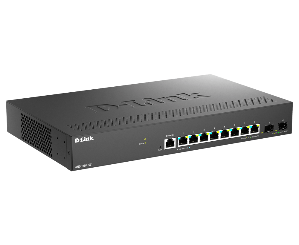 D-LINK DMS-1250-10S/E 8-Port Multi-Gigabit L2+ Smart Managed Switch 8x 2.5 GE 2x 10G SFP+ DNC / DNH ohne Lüfter