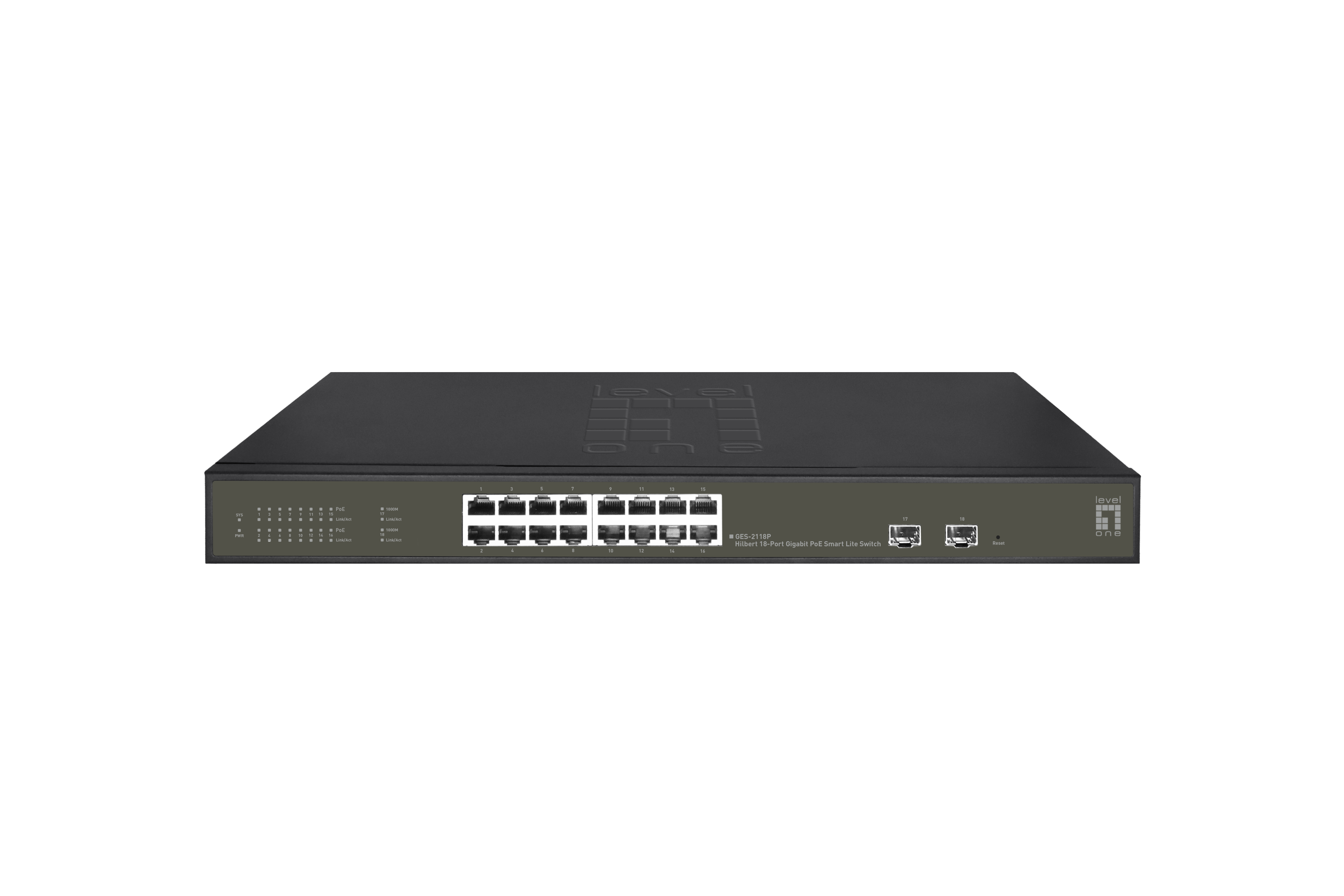 LevelOne PoE+Switch 16xGE PoE/2xSFP 230W Metall managed