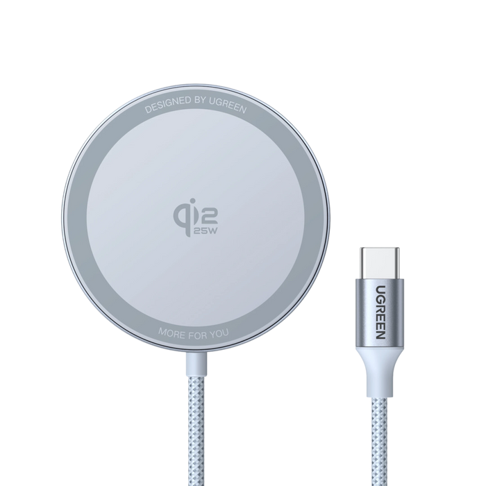 UGREEN W753 MagFlow Magnetic Wireless Charging Pad 25W Ladepad Qi2 zertifiziert kompatibel mit MagSafe silber