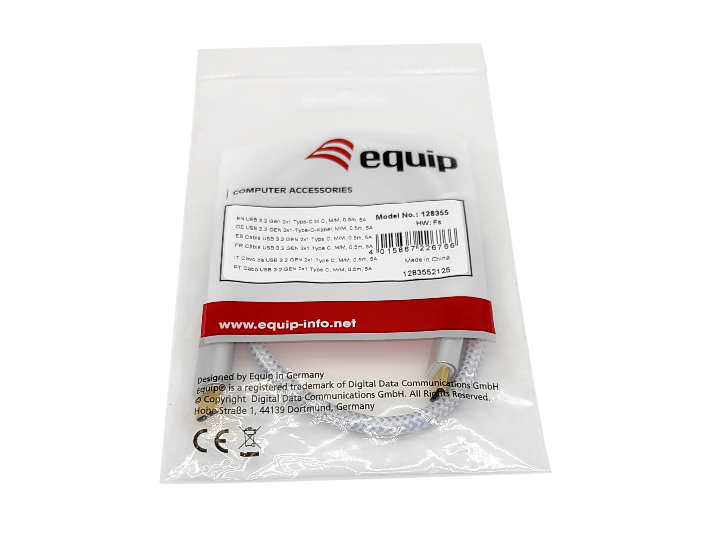Equip Kabel USB-C3.2->C Gen2 4K PD100W St/St 2.00m weiß