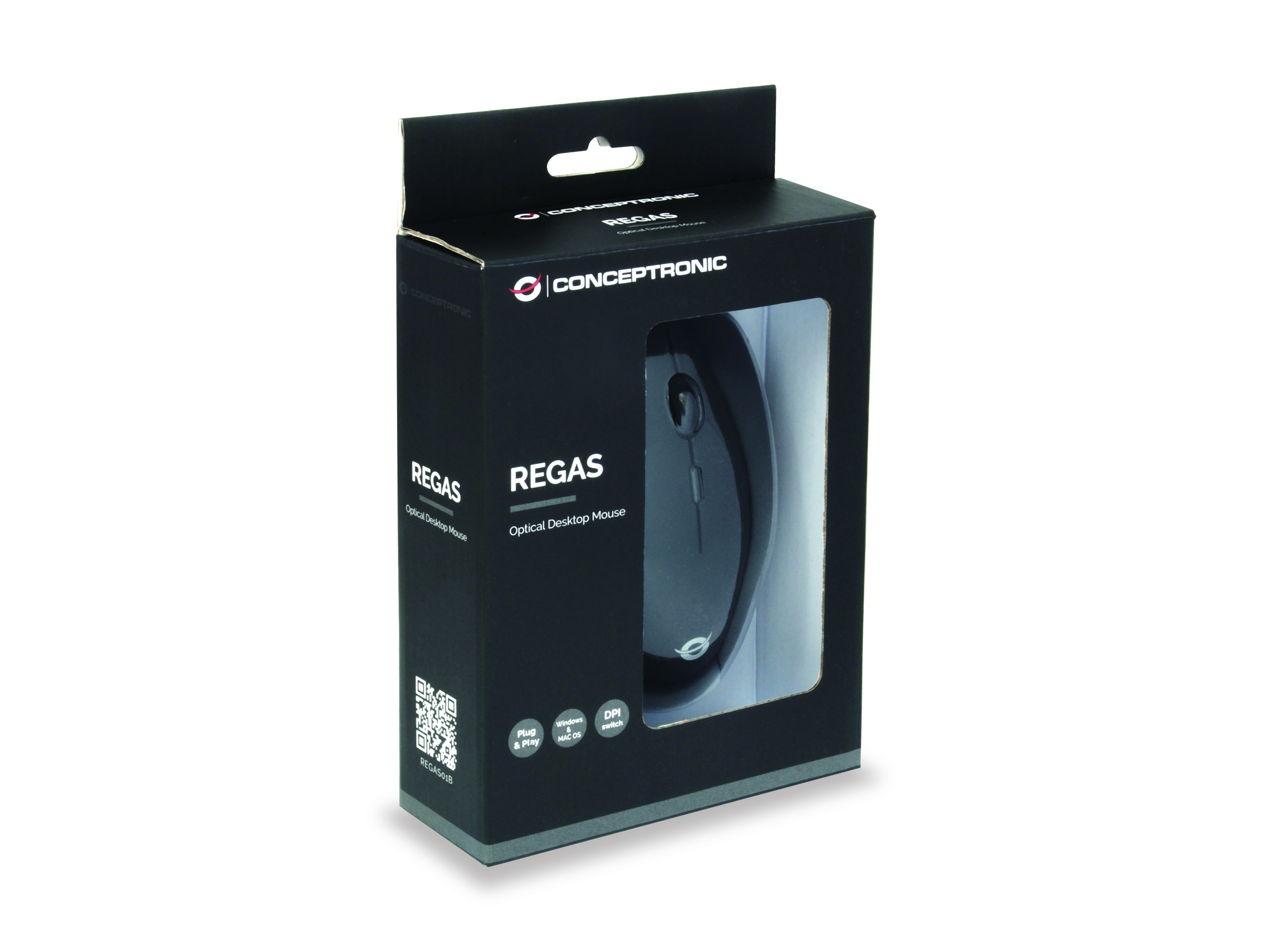 CONCEPTRONIC Optische Maus USB-A/1200DPI/4Tasten L+R schwarz