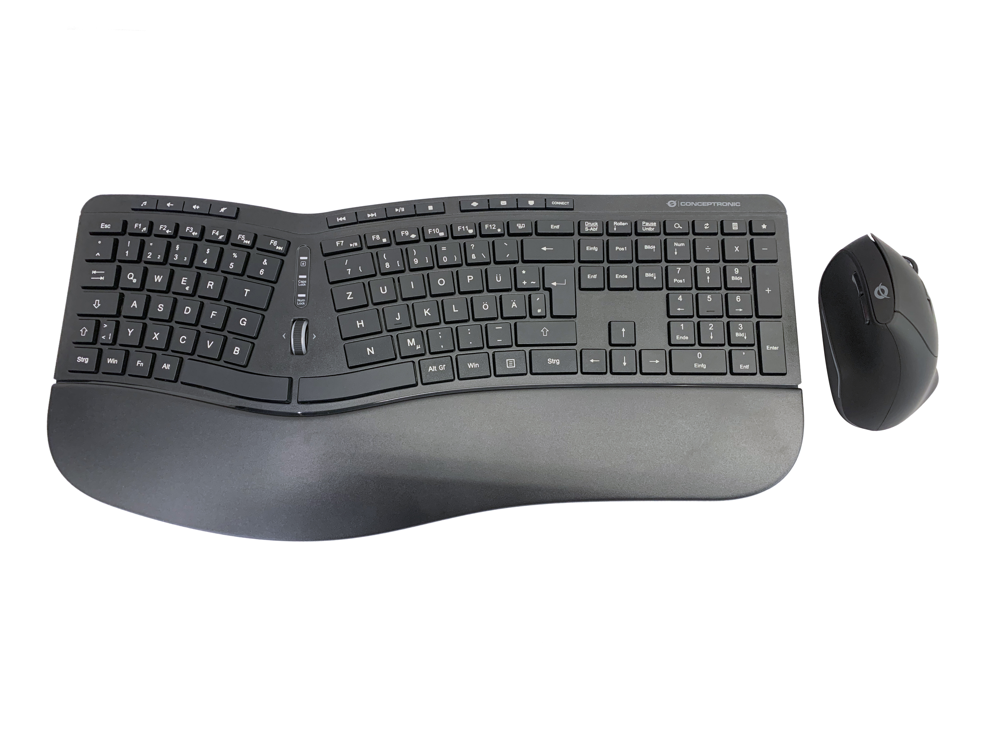 CONCEPTRONIC Tastatur+Maus Wireless ERGO Layout DE schwarz