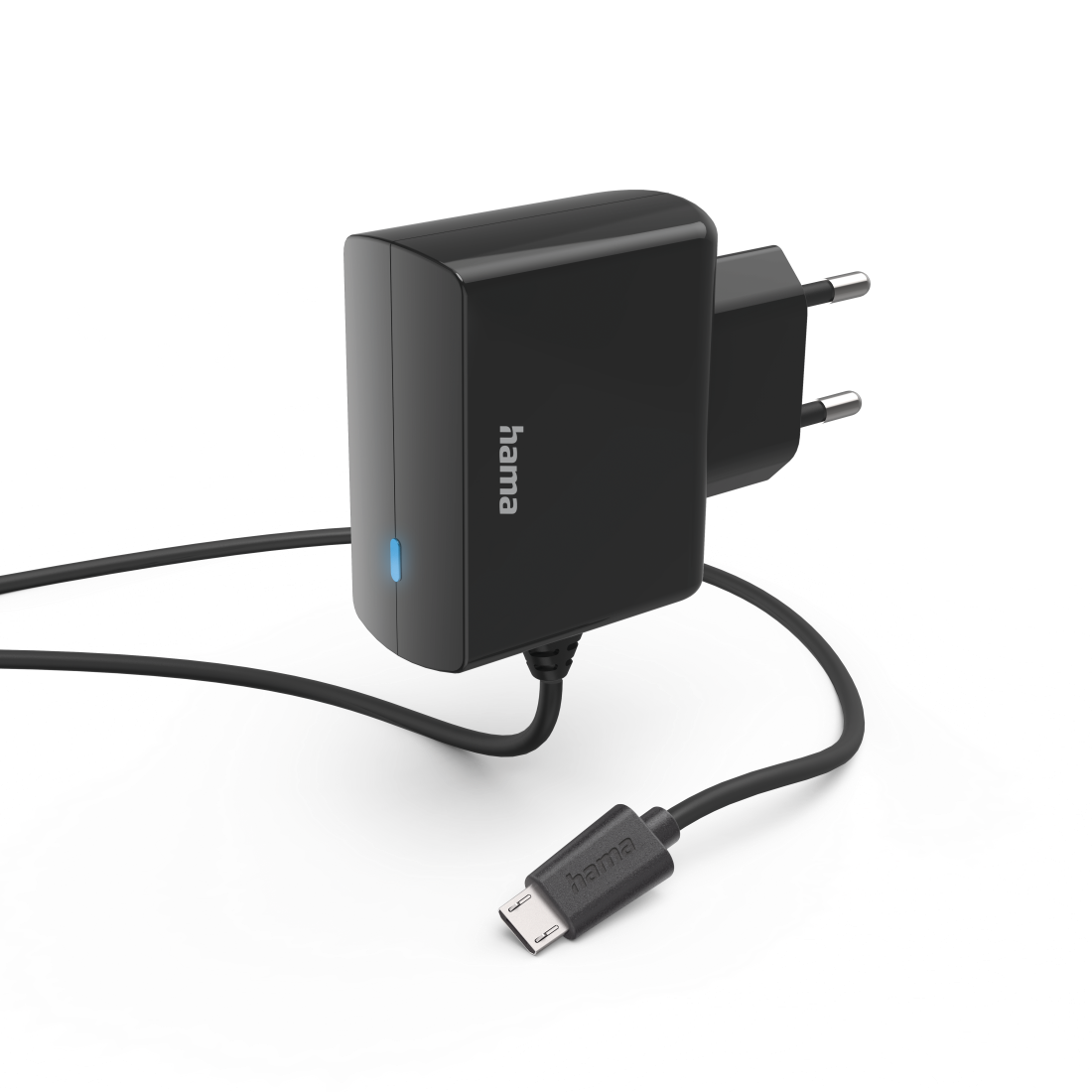hama Ladekabel mit Adapter schwarz, Kabellänge: 1,0 m, 5 Watt