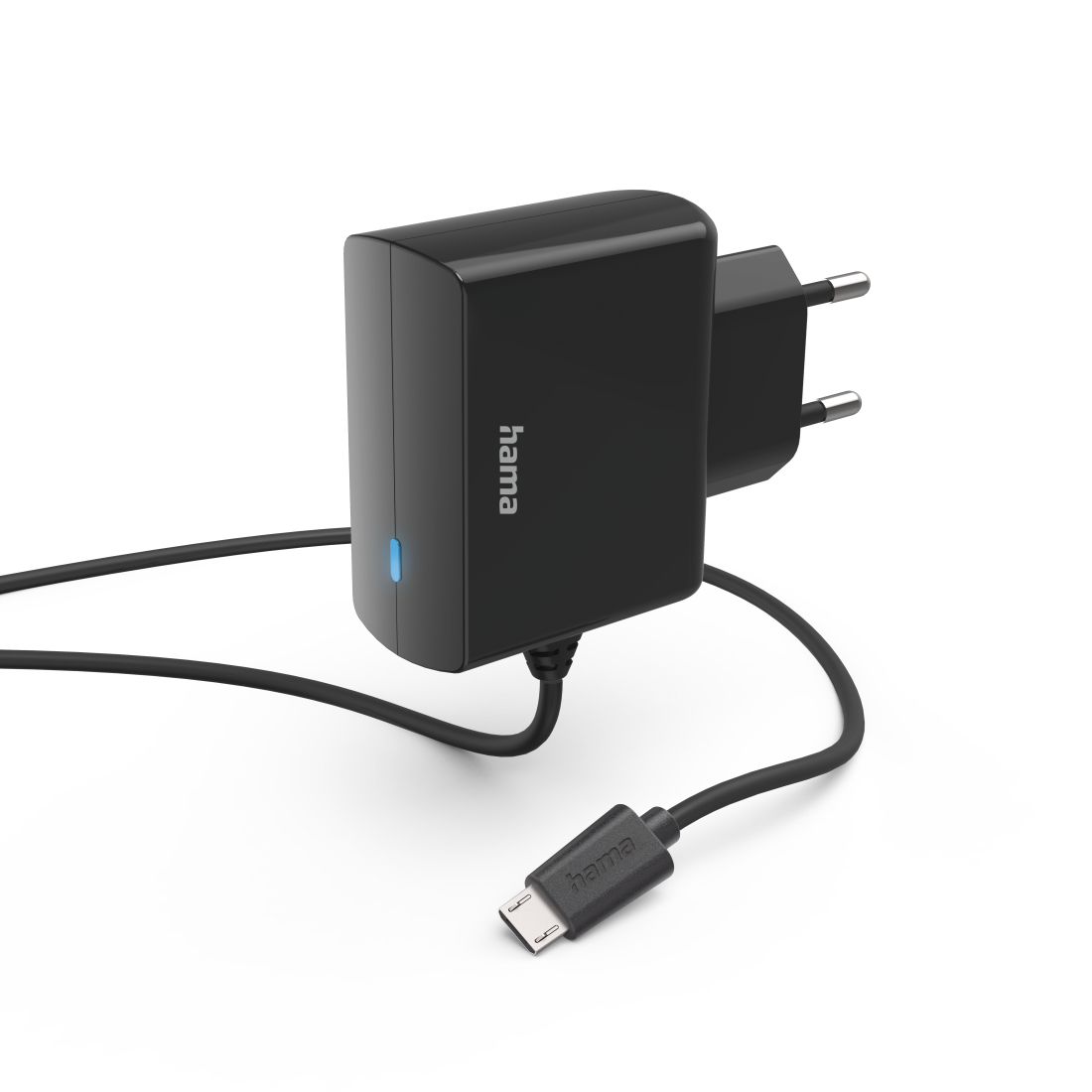 hama Ladekabel mit Adapter schwarz, Kabellänge: 1,0 m, 5 Watt