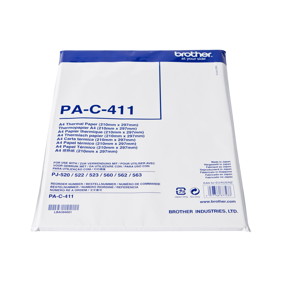 brother PAC411 weiß Thermopapier, 100 Blatt