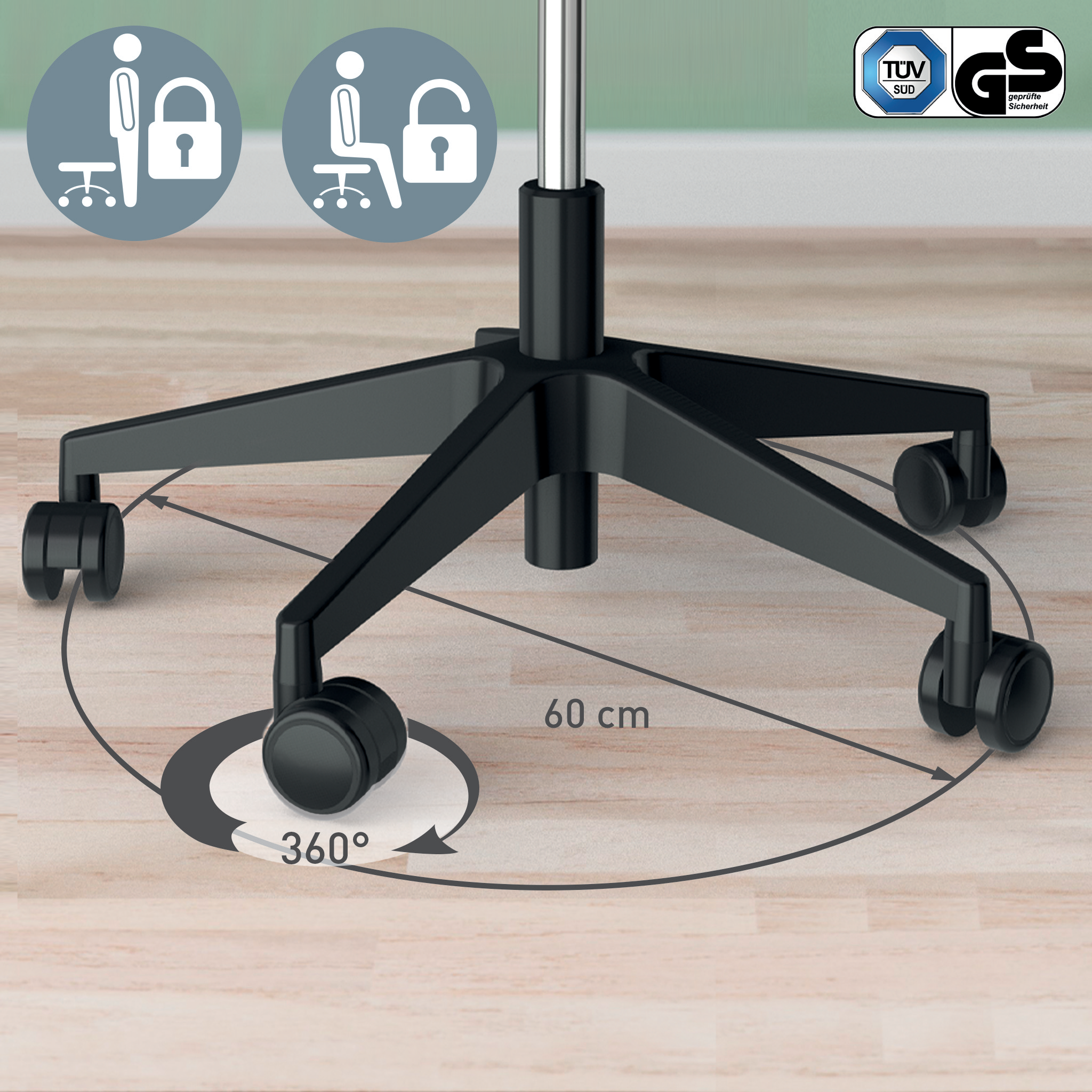 LEITZ Sitz- & Stehhocker Ergo Active mit Rollen 65780095 schwarz, 1 St.